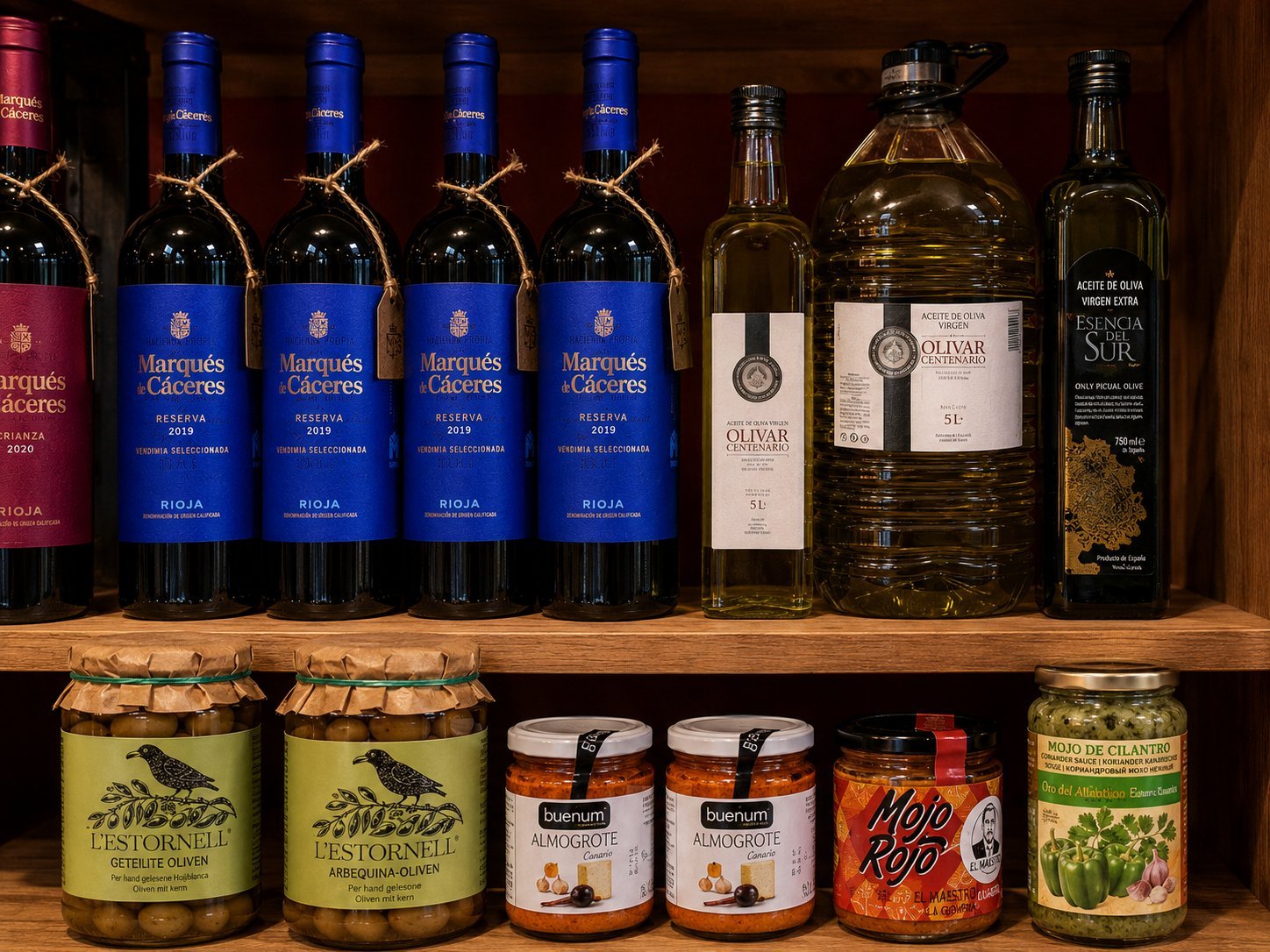 Vinos, aceites de oliva y conservas en la galería
